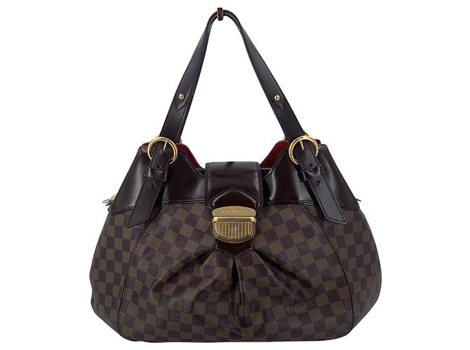 Louis Vuitton Bolsa de mão e de ombro Sistina em lona Damier Ebene e couro Marrom