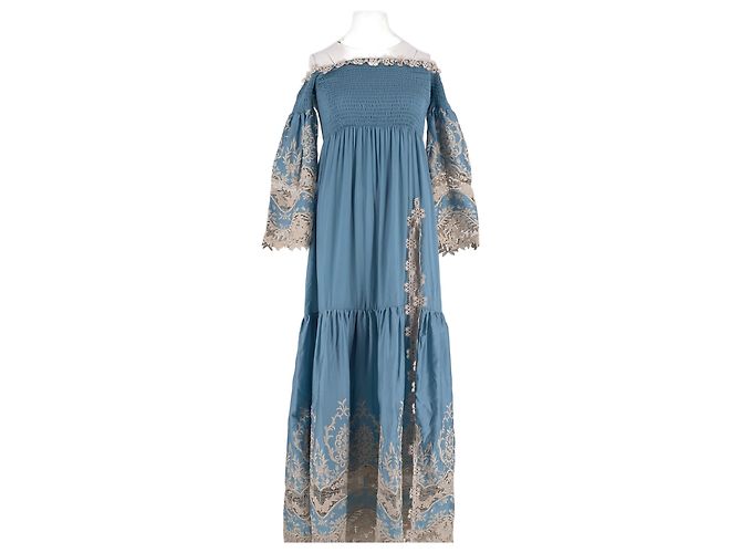 Autre Marque ANTICA SARTORIA Blaues langes Kleid