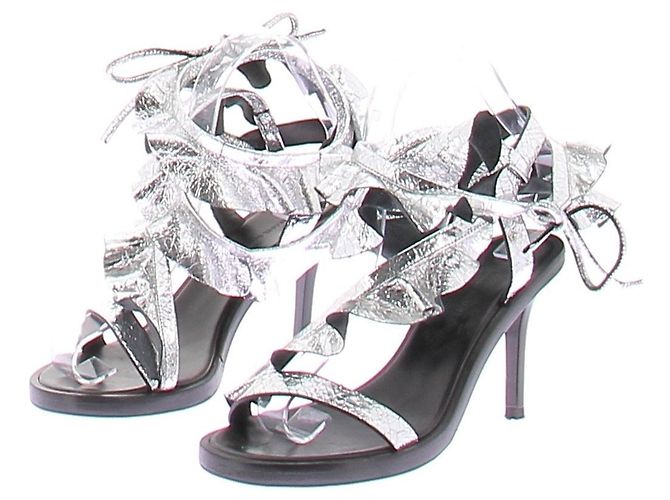 Isabel Marant Talons à lacets argentés Silvery