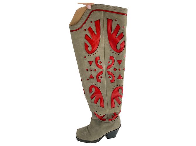 Acne Santiags grey suede cowboy boots