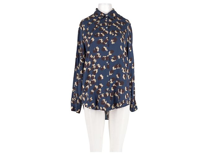 Autre Marque Camicia in seta blu ASCENO