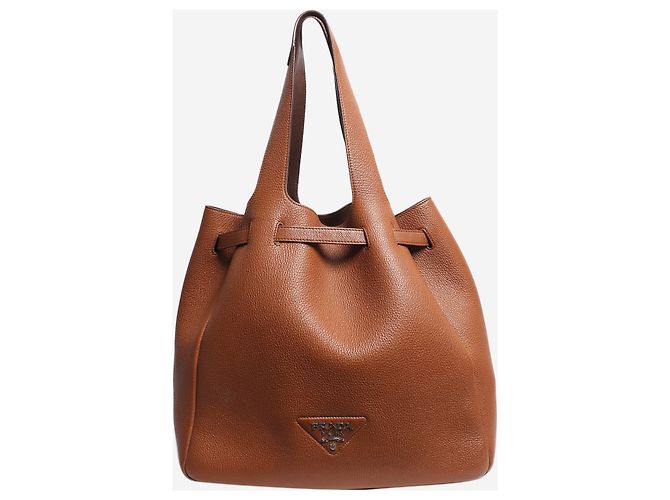 Tote Prada Sac cabas Dynamique en cuir grainé marron