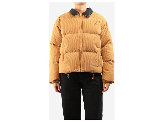 Miu Miu Tan corduroy puffer jacket - size L Brown