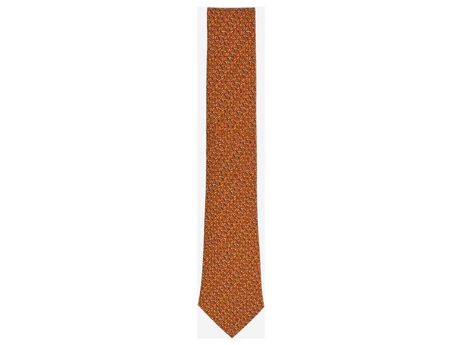 Hermès Corbata de seda estampada naranja