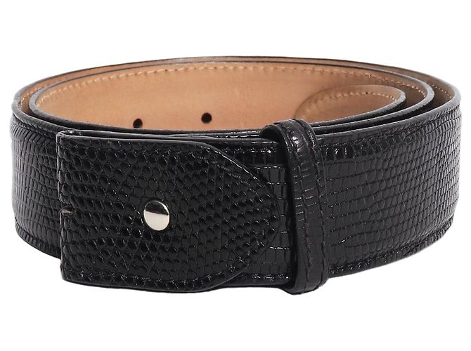 Autre Marque Cinto efeito lagarto preto