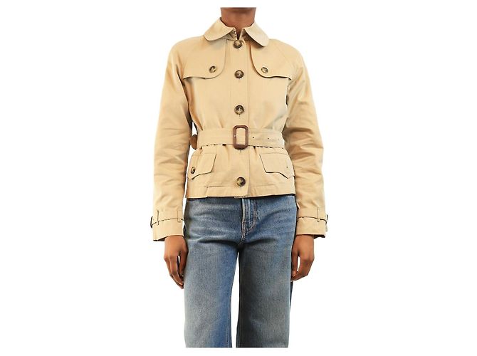 Burberry Neutral cropped belted jacket - size XS