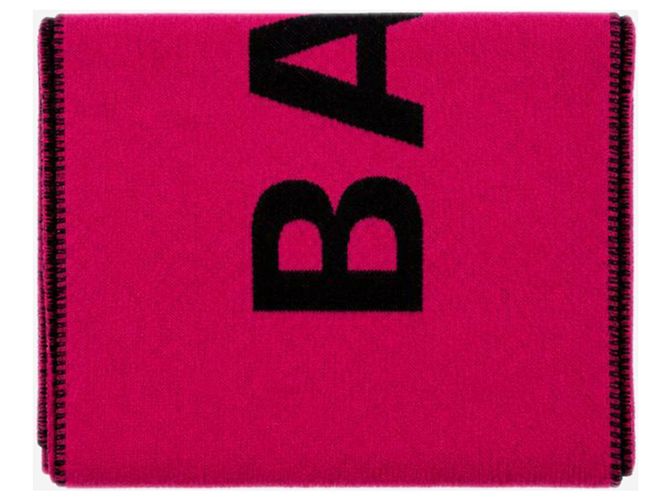Balenciaga Sciarpa in lana rosa con logo