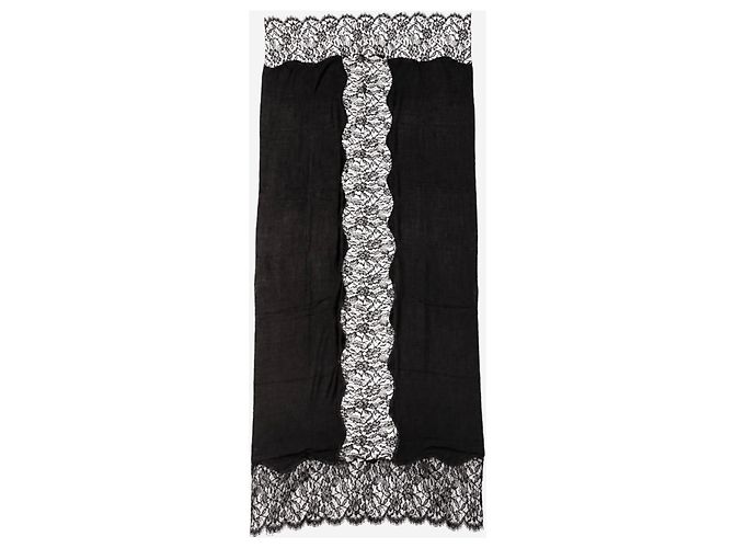Autre Marque Sciarpa scialle nera con bordo in pizzo Nero
