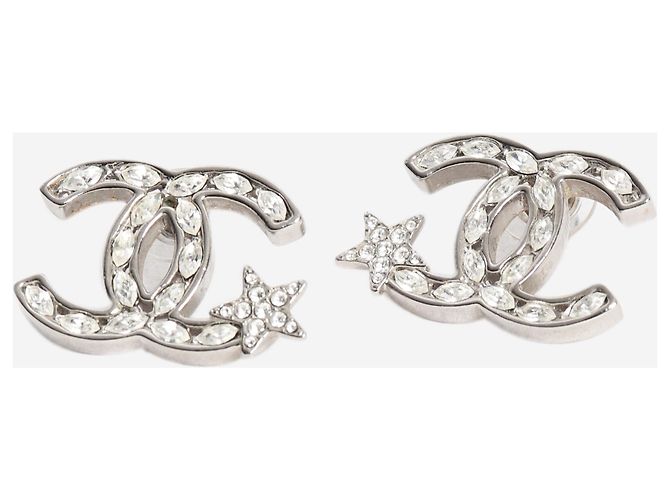 Chanel Silberne CC Shooting Star Ohrringe