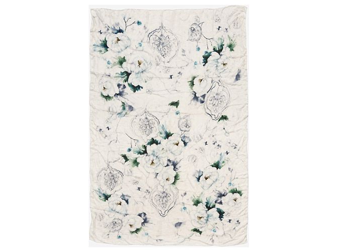 Max Mara Blauer floraler Seidenschal, transparent
