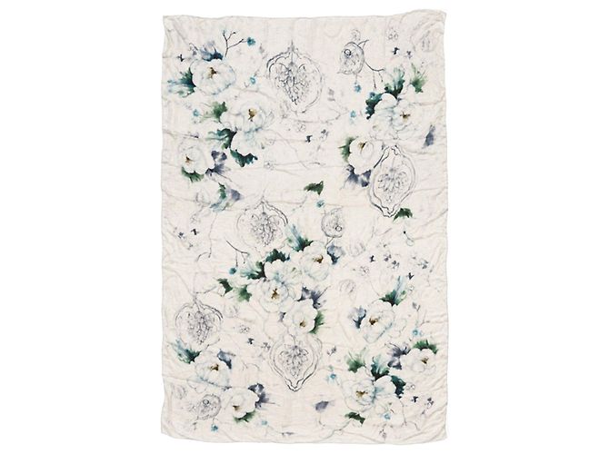 Max Mara Sciarpa floreale in seta blu trasparente