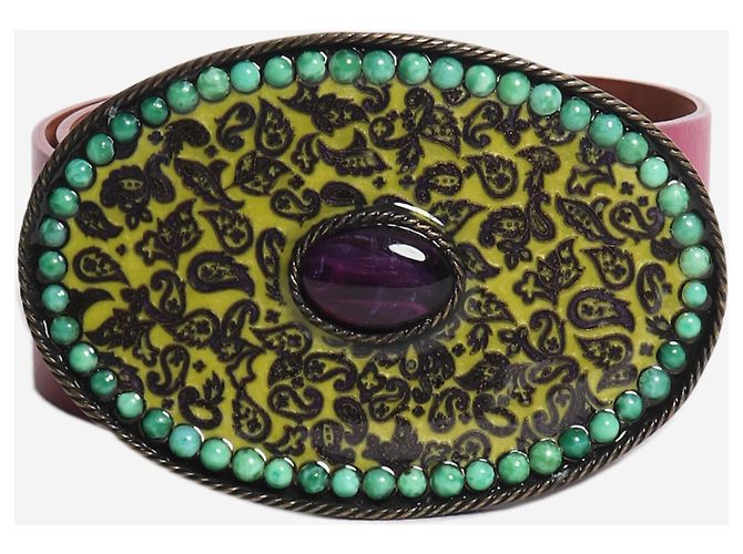 Etro Pink stone buckle belt