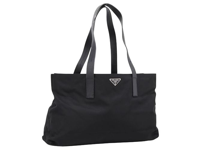 PRADA Pocono Tote Bag Nylon Black Silver