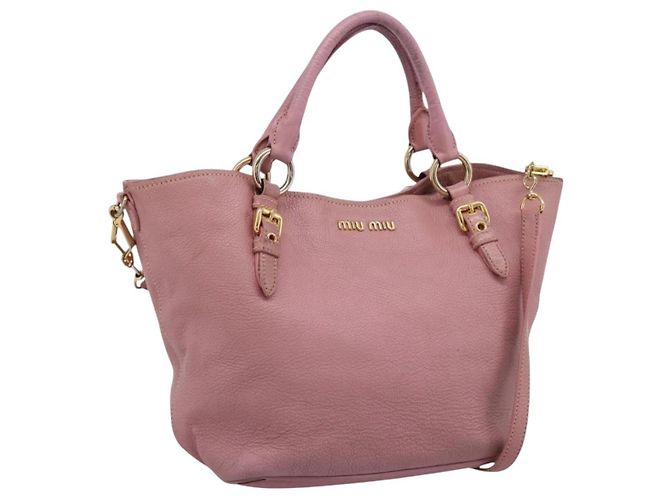 Miu Miu Bolsa de mão em couro 2way Rosa Ouro