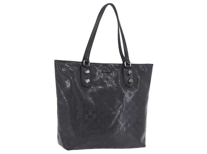 GUCCI GG Implementation Tote Bag PVC Black Silver 229848