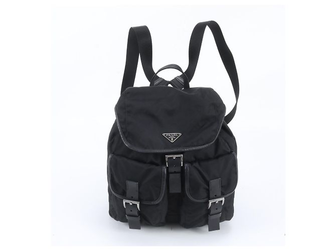 Sac à dos Prada en nylon Tessuto avec logo triangle en cuir Noir