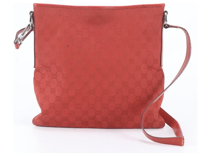 Gucci GG Canvas Leder Schultertasche Rot