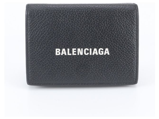 Everyday Balenciaga Leder Tri-fold Geldbörse Schwarz