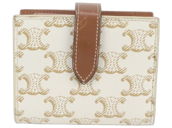 Céline Carteira Bi-fold Celine Triomphe Bege