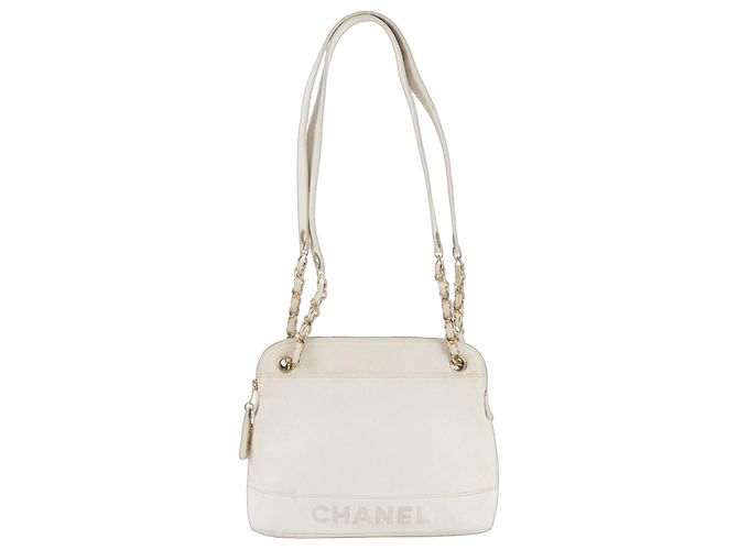 Bolsa de ombro Chanel em couro Caviar Branco