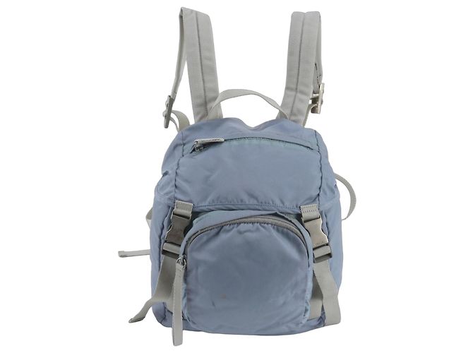 Mochila y bolso de hombro Prada de nylon Tessuto con logotipo triangular Azul