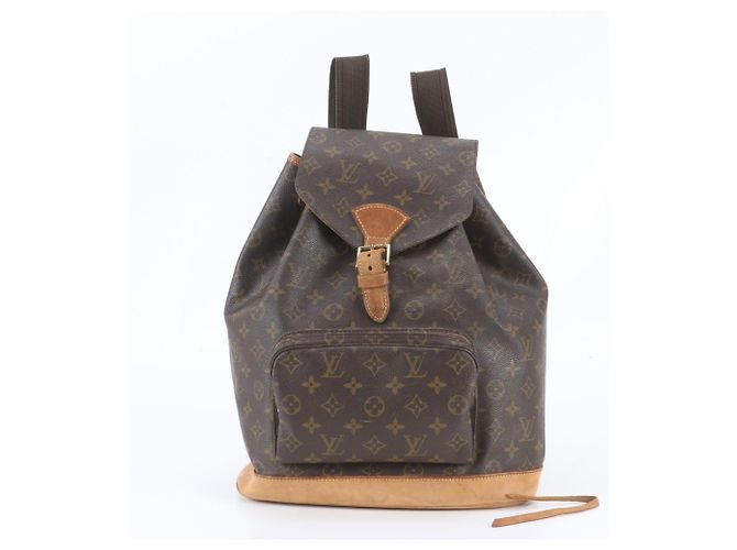 Louis Vuitton Monogram Montsouris GM Leather Backpack Brown