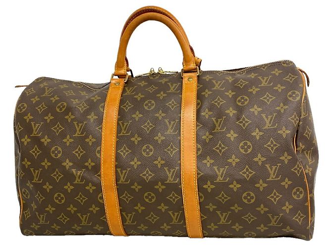 Borsa Louis Vuitton Boston Monogram Keepall 50 Marrone