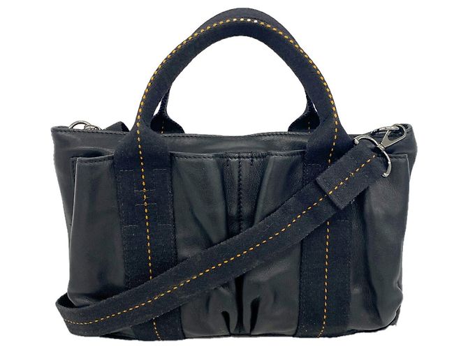 Hermès Sac à main horizontal en cuir Hermes Caravan Noir