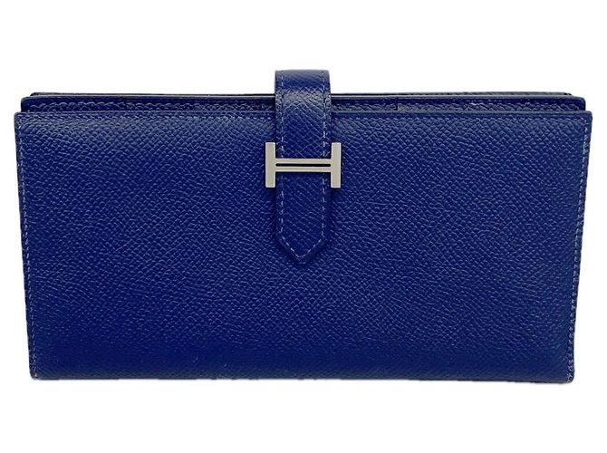 Hermès Portafoglio lungo Hermes Bearn Soufflé Blu
