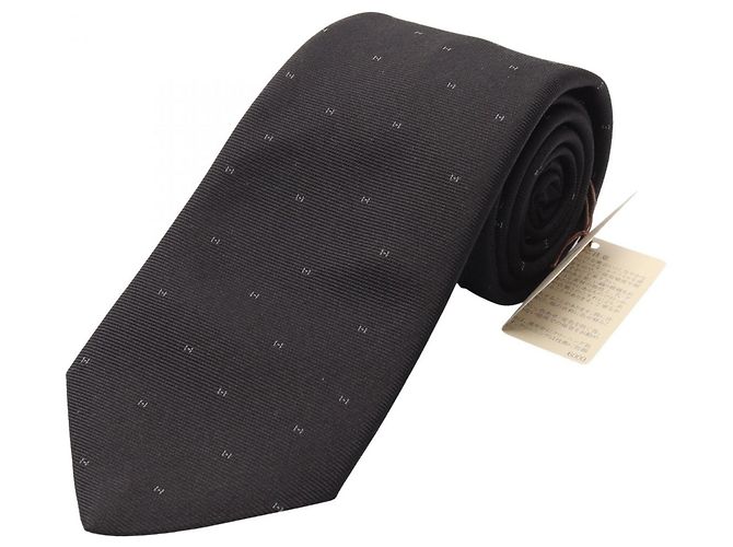 Hermès Corbata de seda negra Hermes Negro