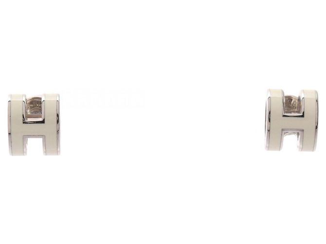 Hermès Orecchini Hermes Mini Pop H Argento Bianco