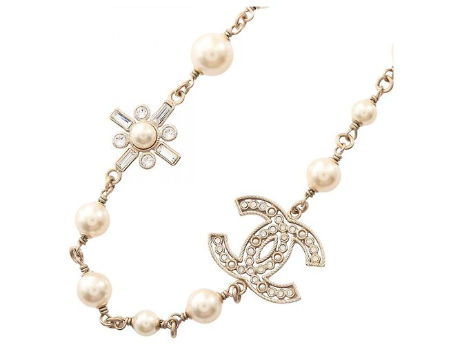 Collar Chanel B20V Coco Mark Blanco Dorado