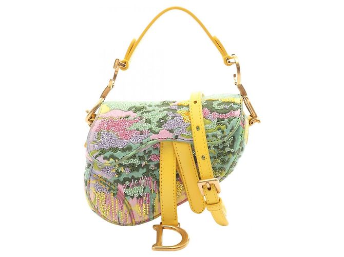 Christian Dior Dior Saddle Bag Micro Multicolor Verde Amarillo