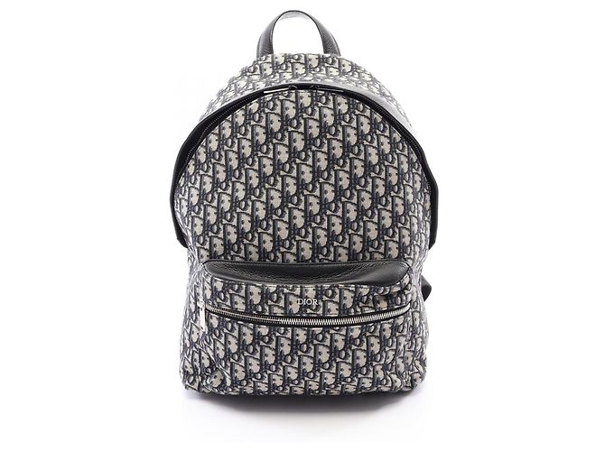 Christian Dior Dior Oblique Jacquard Rucksack Schwarz Beige Marineblau