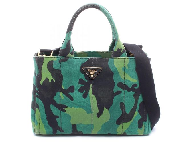 Borsa Tote 2-Way Prada CANAPA Camouflage Nero Verde