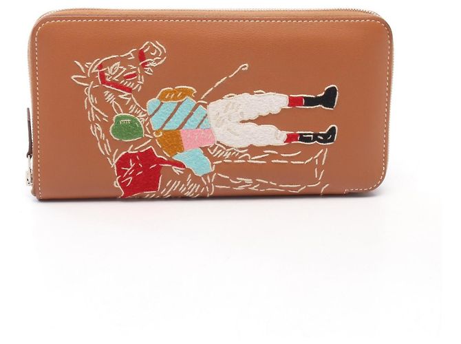 Hermès Hermes Azap Long Classic Embroidered Round Wallet Brown Multiple colors