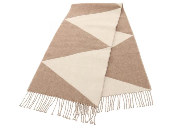 Hermès Hermes Casaque Zigzag Kaschmir-Stola Weiß Beige