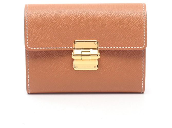 Hermès Portefeuille tri-fold Hermes Charnière Compact Gold Marron