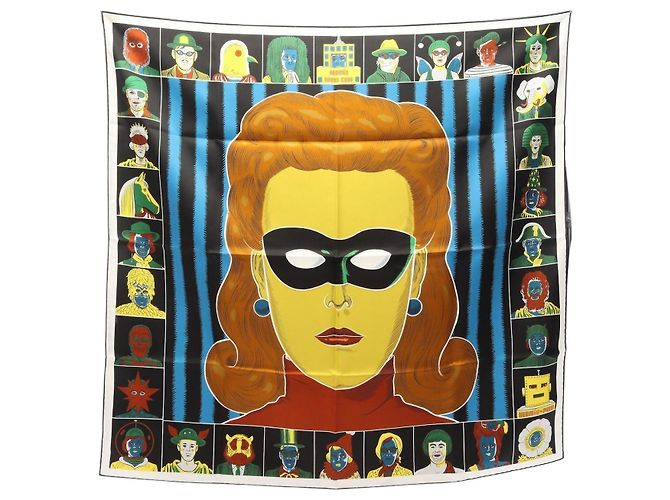 Hermès Lenço Hermes Carre 90 Double Face Dress Code Preto Multicor