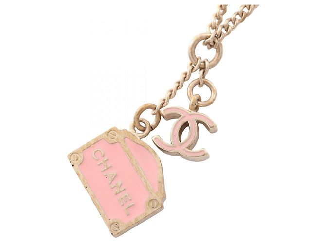 Colar Chanel Coco Mark banhado a ouro Rosa Dourado