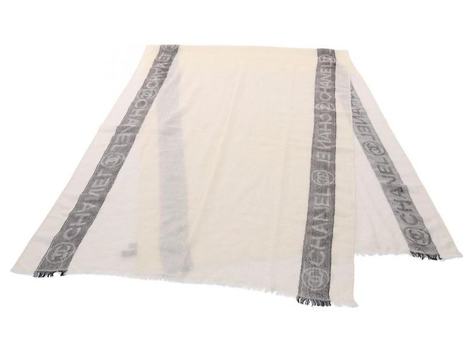 Chanel Coco Mark Logo Stole Black White