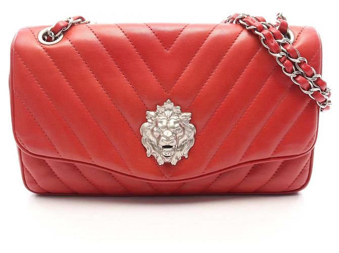 Borsa a tracolla Chanel Chevron V-stitch Lion Rosso