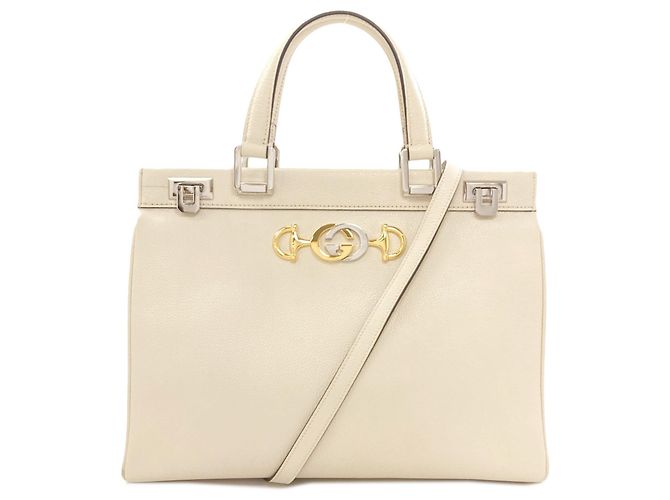 Gucci 564714 Zumi Medium Top Handle 2-Way Handbag Branco