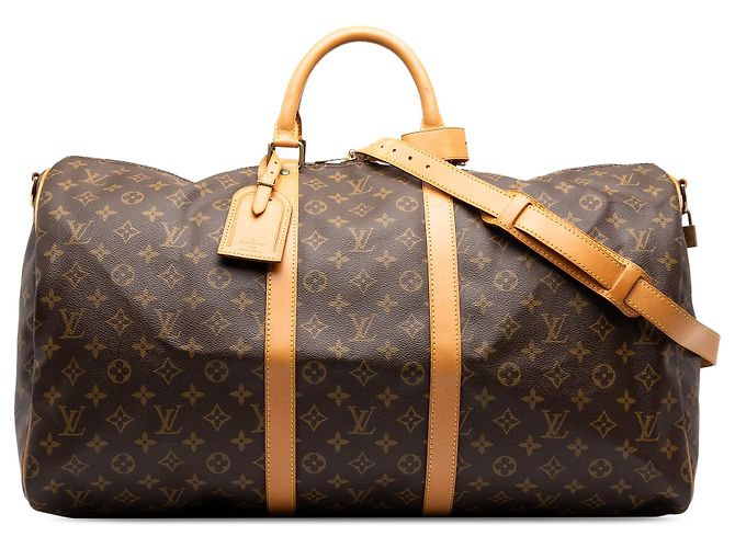Louis Vuitton Brown Monogram Keepall Bandouliere 55 Marrom