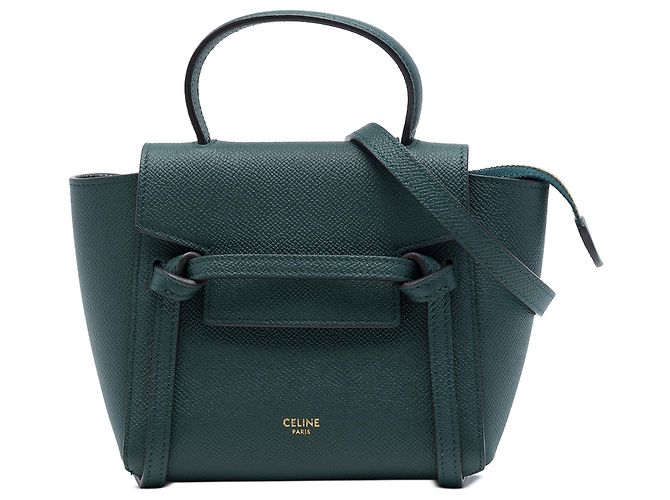 Céline Bolsa de cintura Celine em couro de bezerro granulado Pico Verde Verde escuro