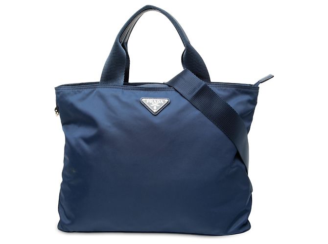 Prada Blue Tessuto Satchel Blau