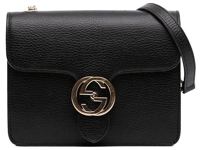 Gucci Borsa a tracolla Interlocking G in pelle di vitello Dollar Small nera Nero