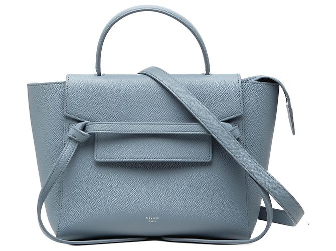 Belt Bag Céline Borsa cintura Celine in pelle di vitello micrograna blu Blu chiaro