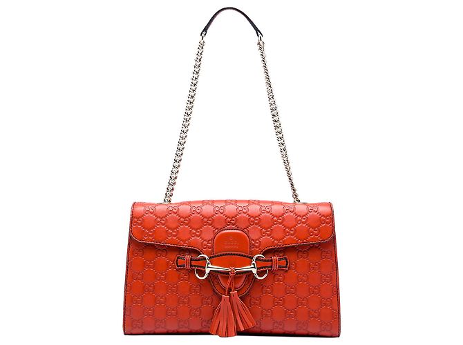 Bolsa de Ombro Gucci Orange Medium Guccissima Emily Laranja