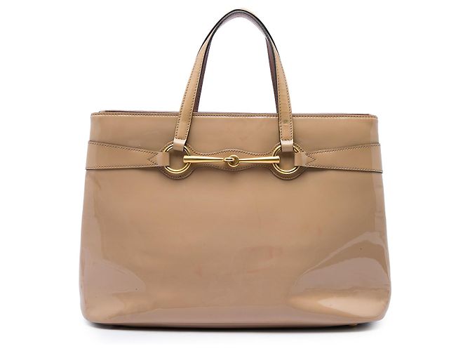 Bolso Satchel Gucci Bright Bit de charol beige